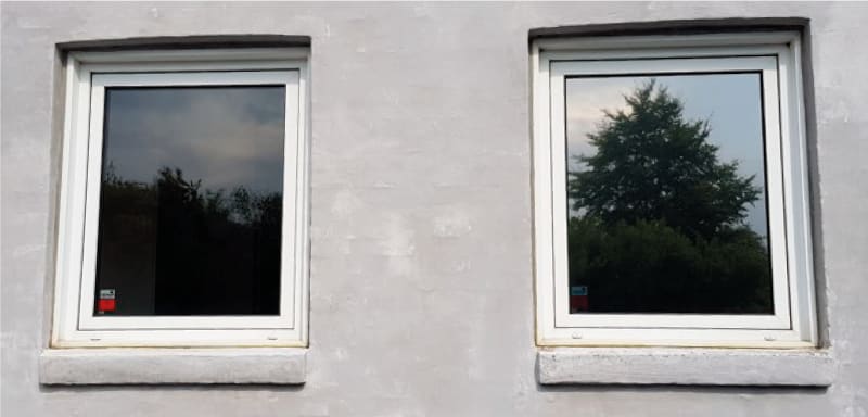 Venstre vindue: Uden solfilm
Højre vindue: Med Sentinel Plus 35