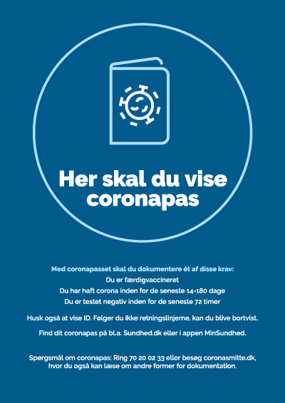 Her skal du vise cornapas plakat