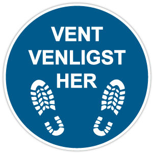 Vent her - Blå cirkel